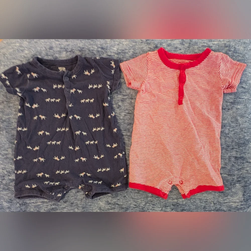 Carter's 6M Navy, Red, and Cream Jumpsuits & Rompers Set